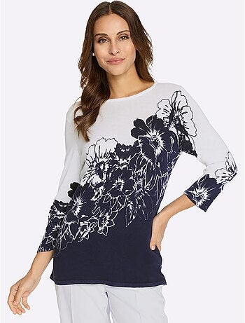 Pull à Manches 3/4 Motif Imprimé - Taille Standard - Witt