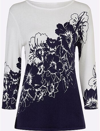 Pull à Manches 3/4 Motif Imprimé - Taille Standard - Witt