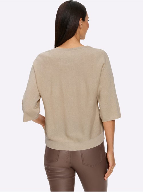 Pull à Manches 3/4 Superbe Fil Brillant - Taille Standard - Helline - Kiabi Pull à Manches 3/4 Superbe Fil Brillant - Taille Standard - Helline - Kiabi