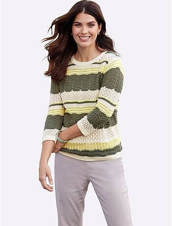 Pull à Manches 3/4 Tricot Ajouré - Taille Standard - Moda Vilona