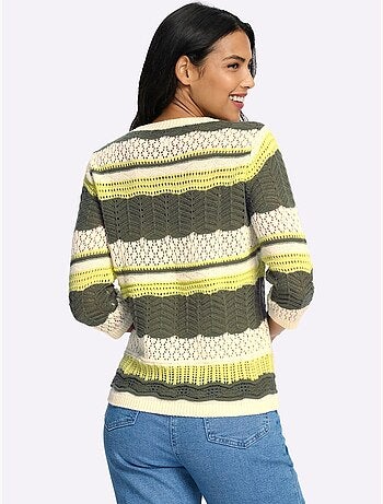 Pull à Manches 3/4 Tricot Ajouré - Taille Standard - Moda Vilona