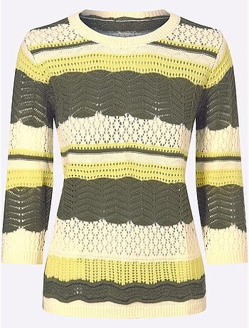 Pull à Manches 3/4 Tricot Ajouré - Taille Standard - Moda Vilona