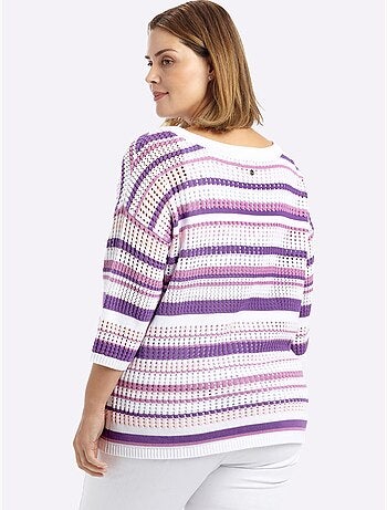 Pull à Manches 3/4 Tricot Ajouré - Taille Standard - Sheego