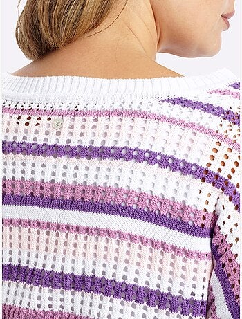 Pull à Manches 3/4 Tricot Ajouré - Taille Standard - Sheego