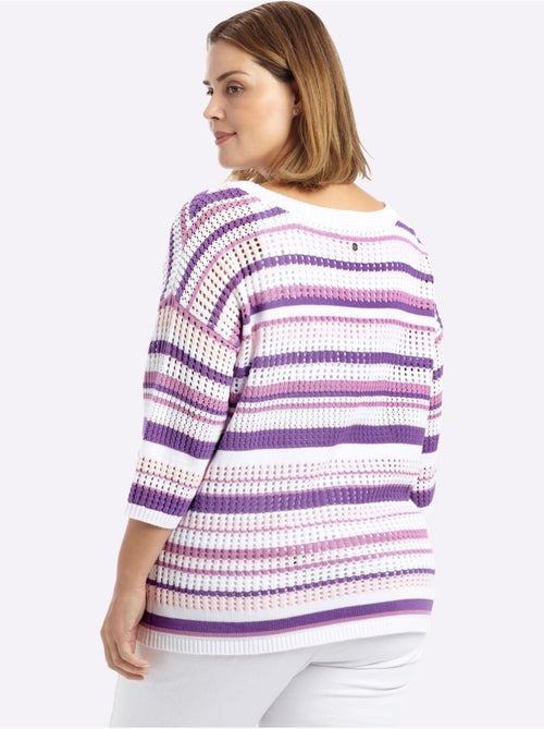 Pull à Manches 3/4 Tricot Ajouré - Taille Standard - Sheego - Kiabi