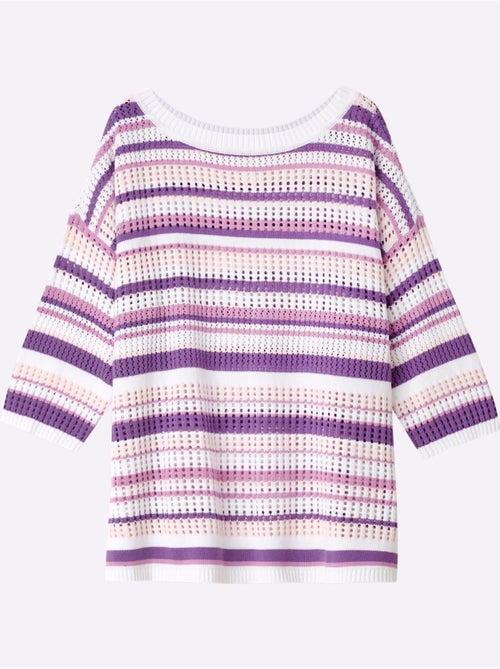 Pull à Manches 3/4 Tricot Ajouré - Taille Standard - Sheego - Kiabi