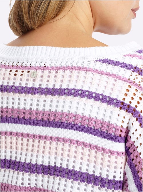 Pull à Manches 3/4 Tricot Ajouré - Taille Standard - Sheego - Kiabi