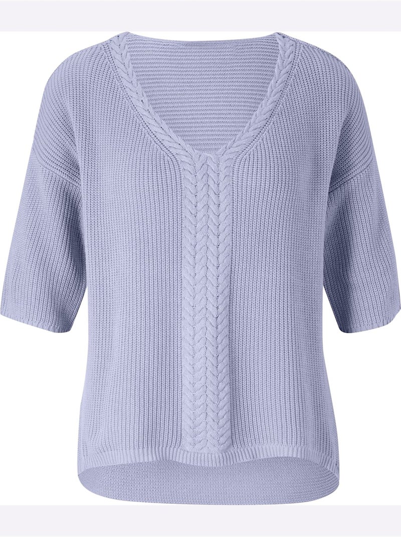 Pull à Manches Courtes - Taille Standard - Helline Bleu - Kiabi