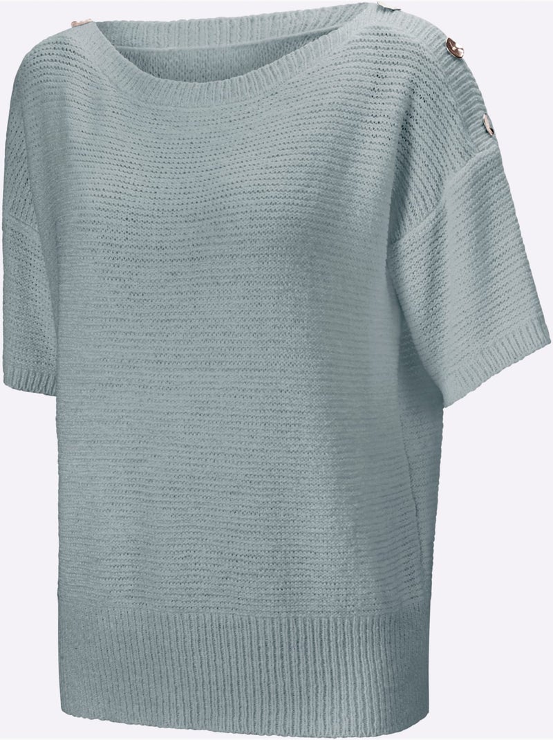 Pull à manches courtes - taille standard - helline Vert jade - Kiabi