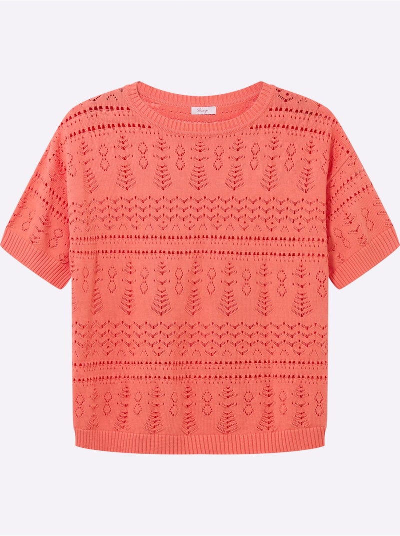 Pull à Manches Courtes - Taille Standard - Sheego Corail - Kiabi