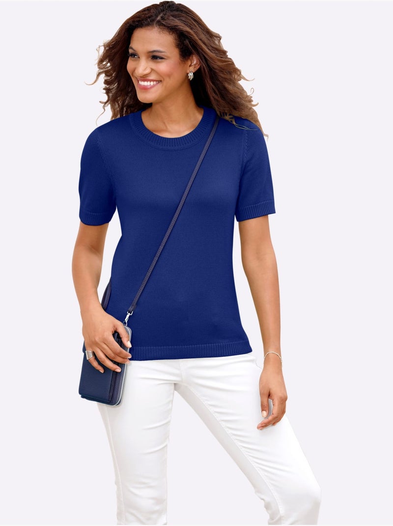 Pull à Manches Courtes 50% Coton - Taille Standard - Witt Bleu roi - Kiabi