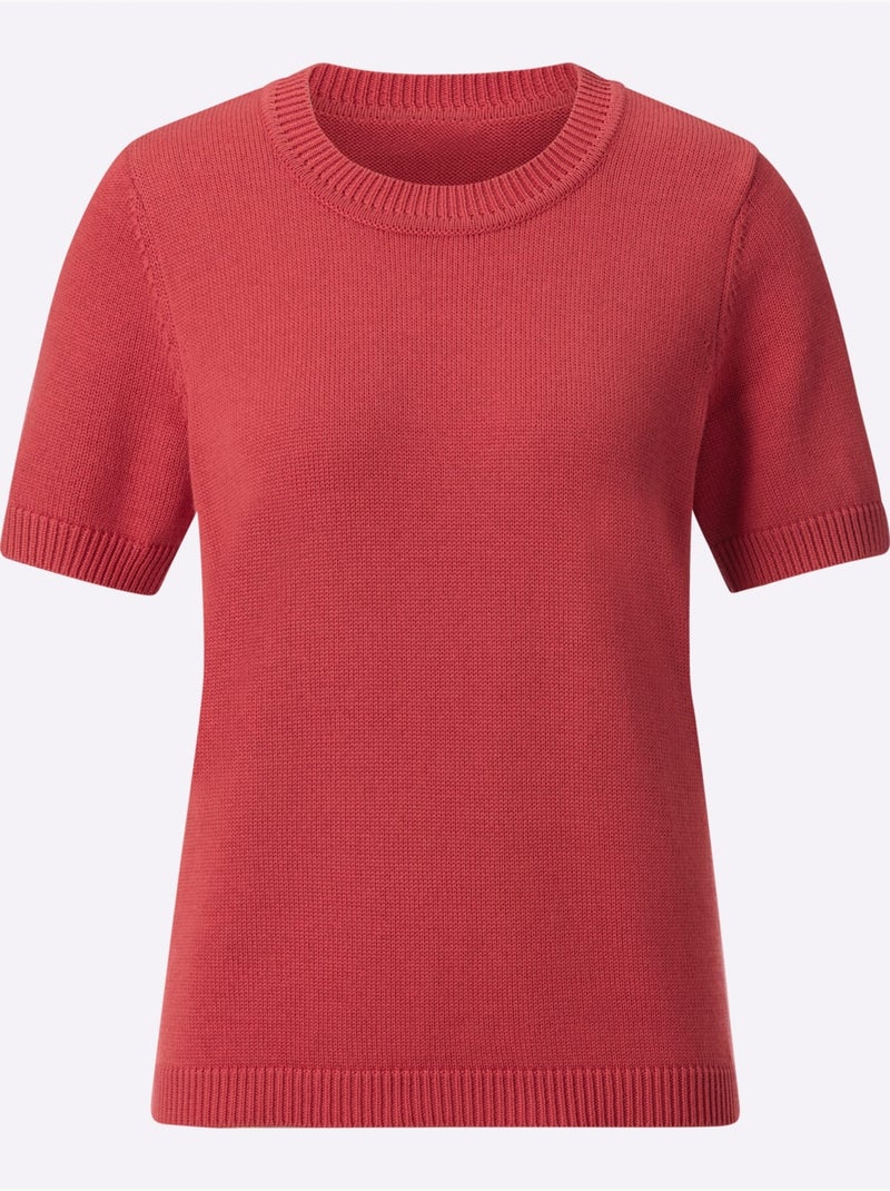 Pull à Manches Courtes 50% Coton - Taille Standard - Witt Corail - Kiabi