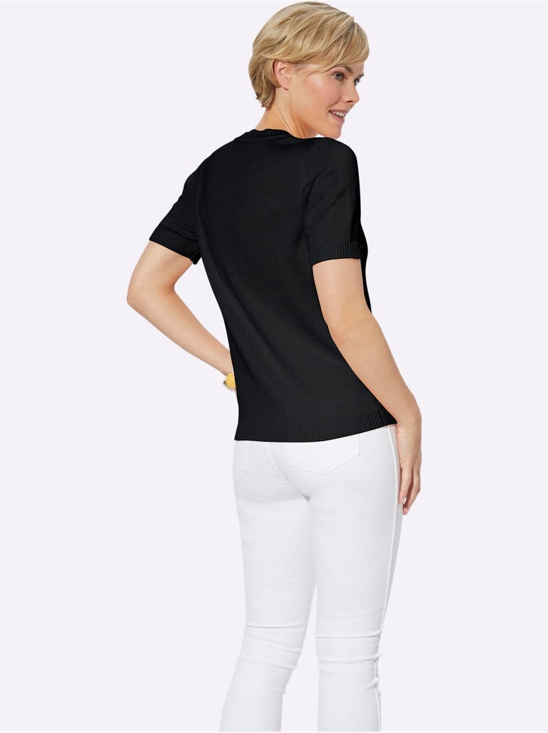 Pull à Manches Courtes 50% Coton - Taille Standard - Witt Noir - Kiabi