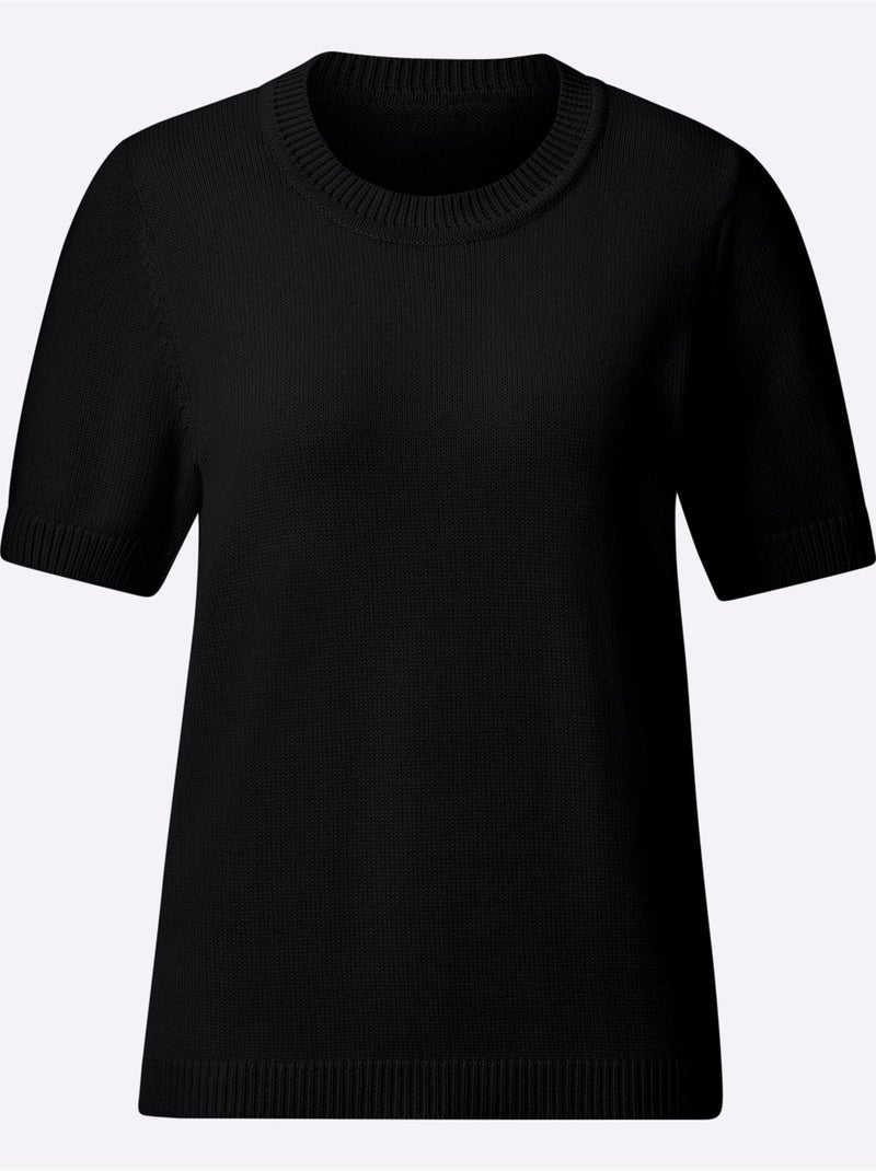 Pull à Manches Courtes 50% Coton - Taille Standard - Witt Noir - Kiabi