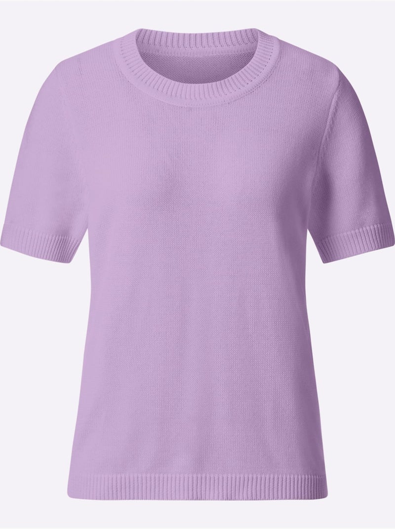 Pull à Manches Courtes 50% Coton - Taille Standard - Witt Parme - Kiabi