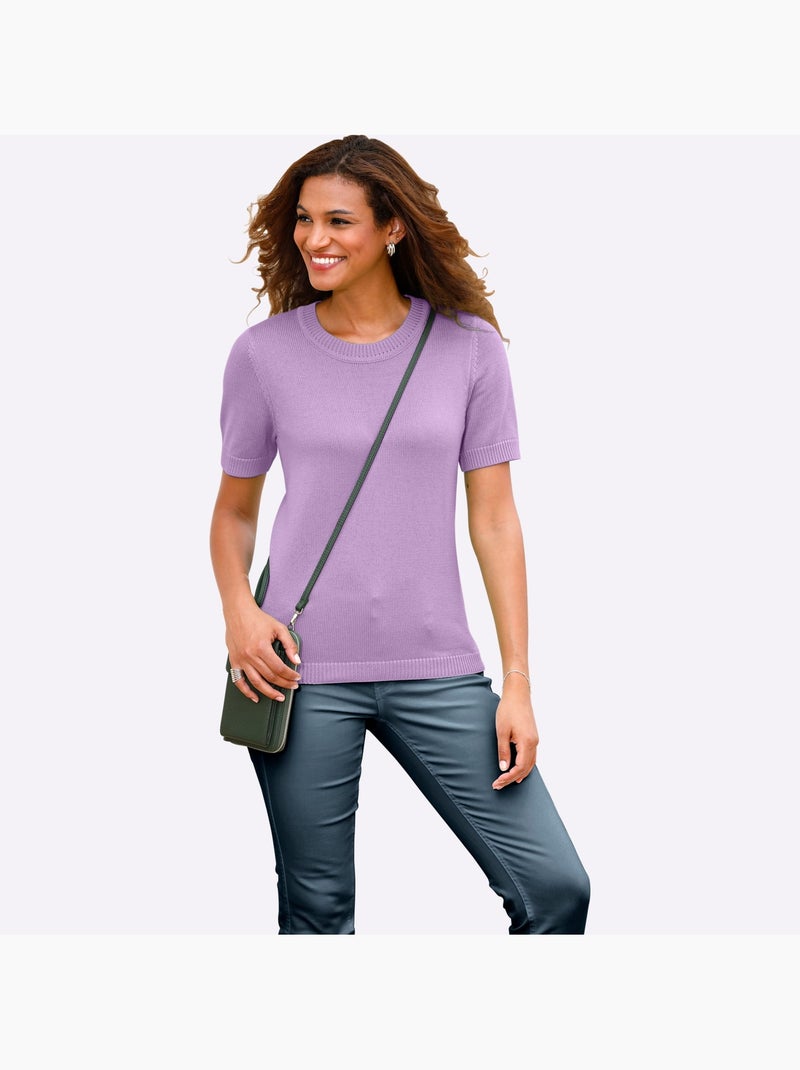 Pull à Manches Courtes 50% Coton - Taille Standard - Witt Parme - Kiabi