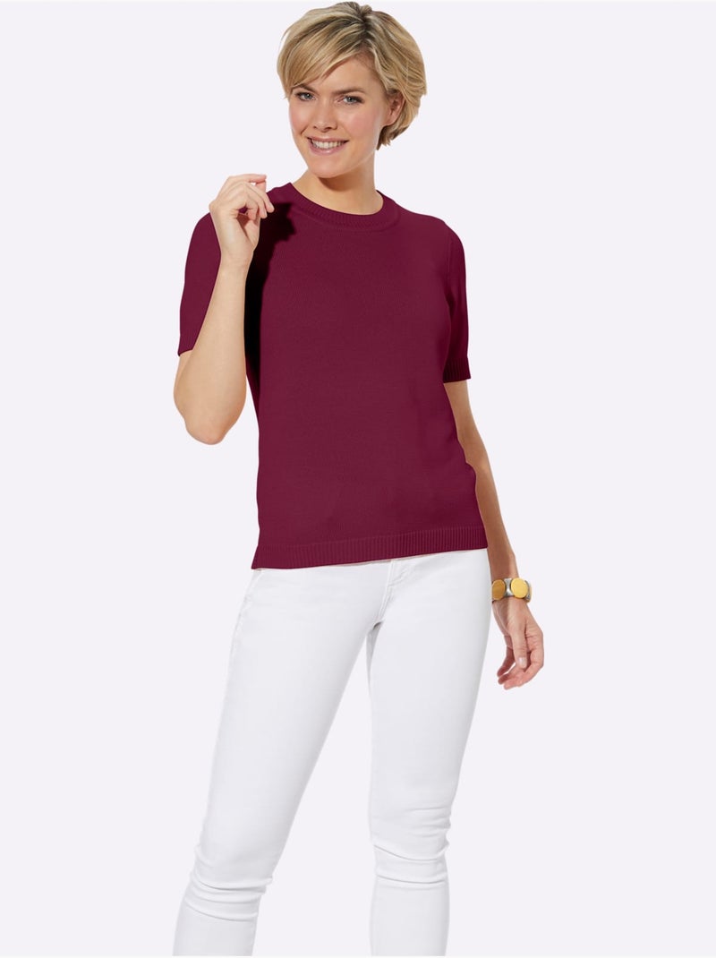 Pull à Manches Courtes 50% Coton - Taille Standard - Witt Rose fushia - Kiabi