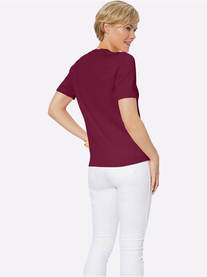Pull à Manches Courtes 50% Coton - Taille Standard - Witt Rose fushia - Kiabi
