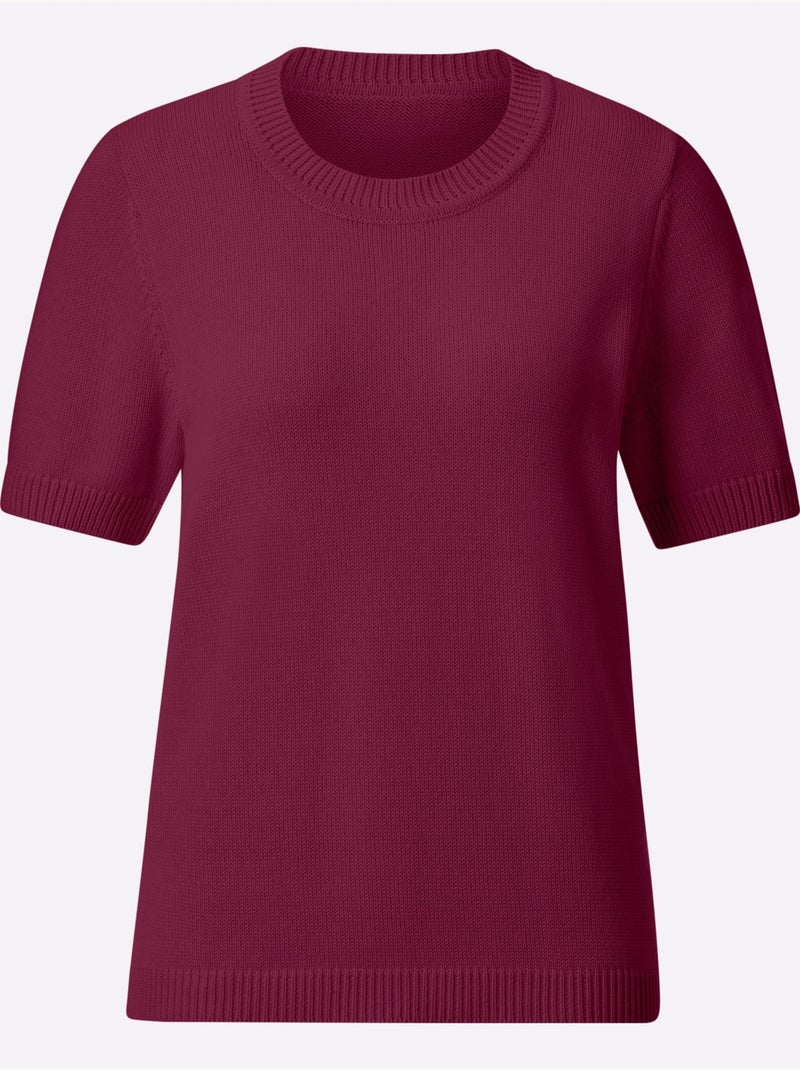 Pull à Manches Courtes 50% Coton - Taille Standard - Witt Rose fushia - Kiabi