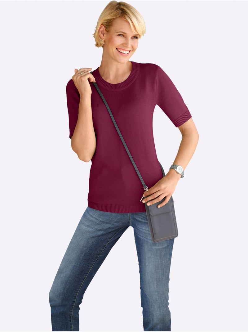 Pull à Manches Courtes 50% Coton - Taille Standard - Witt Rose fushia - Kiabi
