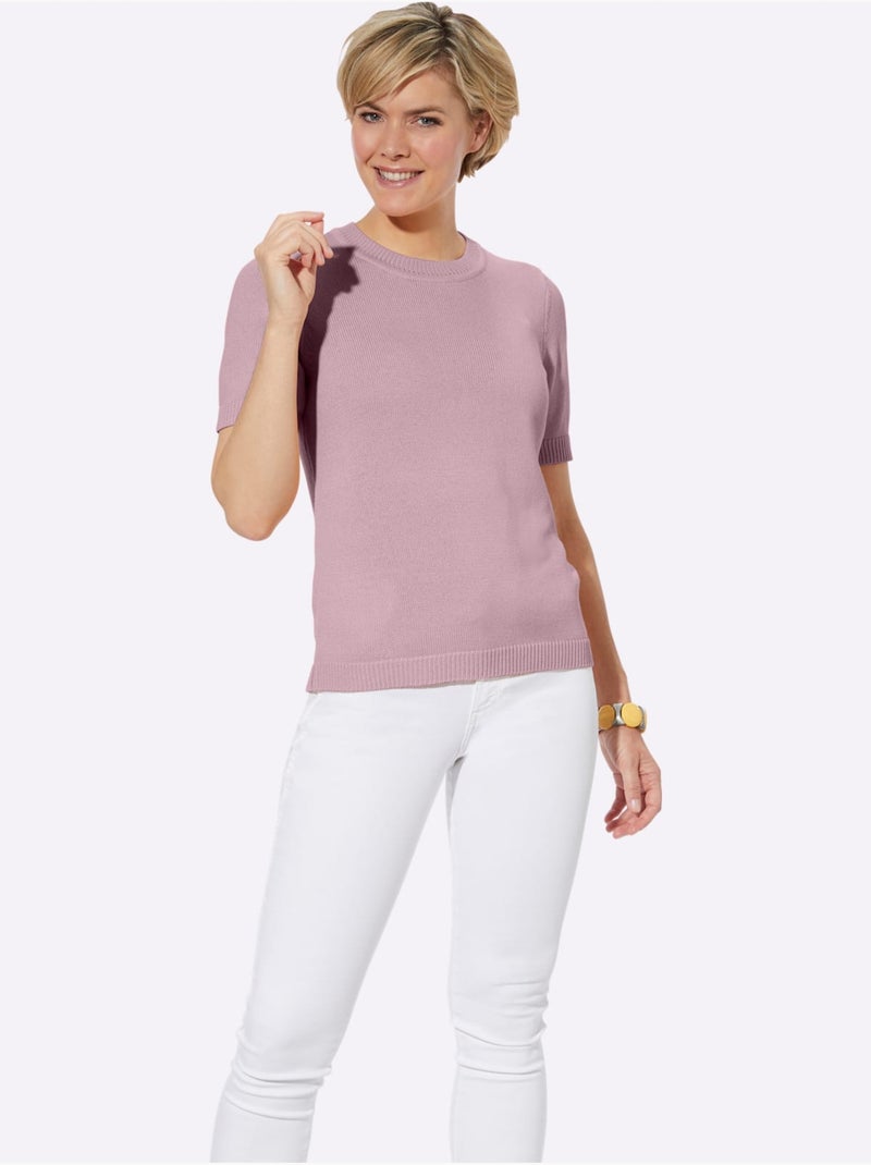 Pull à Manches Courtes 50% Coton - Taille Standard - Witt Rose - Kiabi