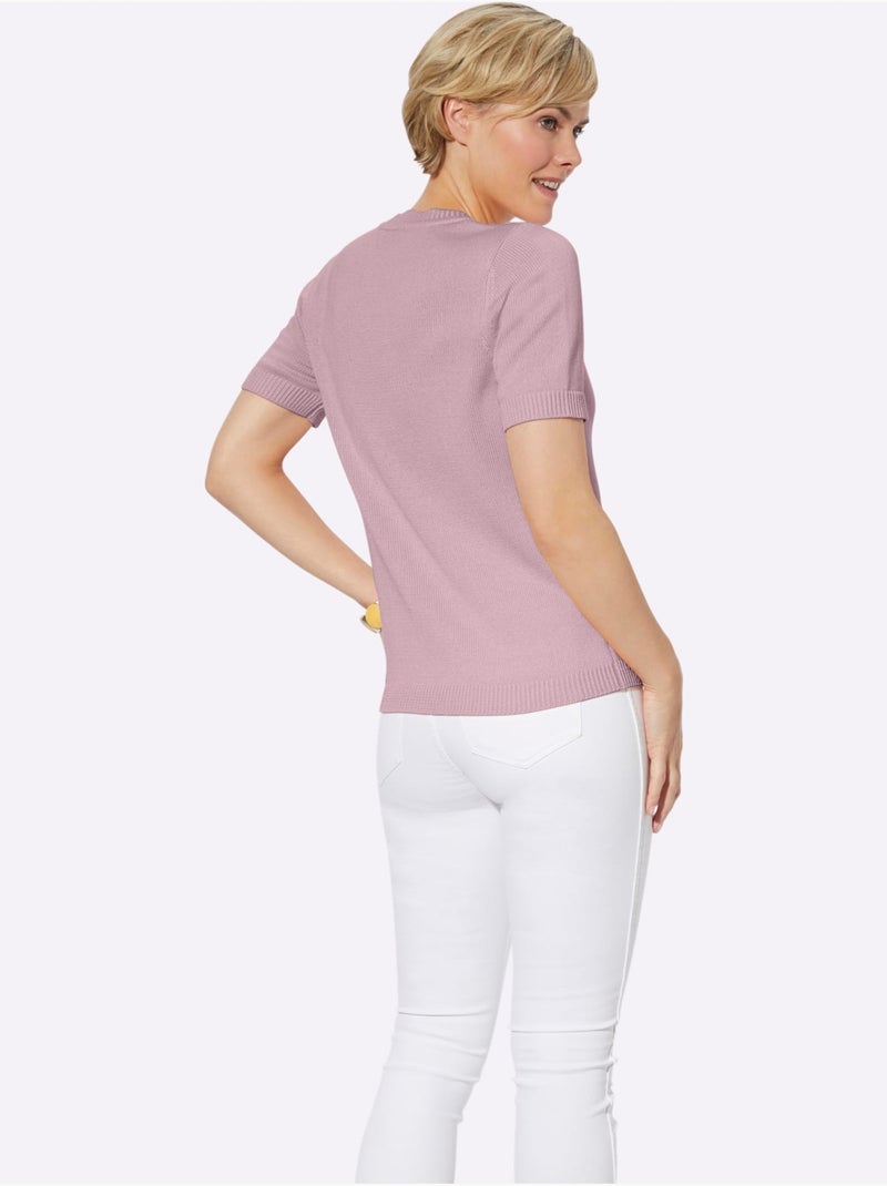 Pull à Manches Courtes 50% Coton - Taille Standard - Witt Rose - Kiabi