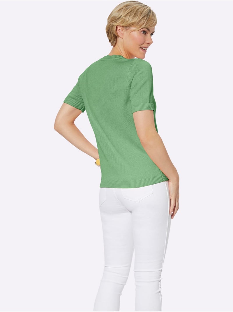 Pull à Manches Courtes 50% Coton - Taille Standard - Witt Vert clair - Kiabi