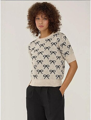 Pull à manches courtes à motif nœud