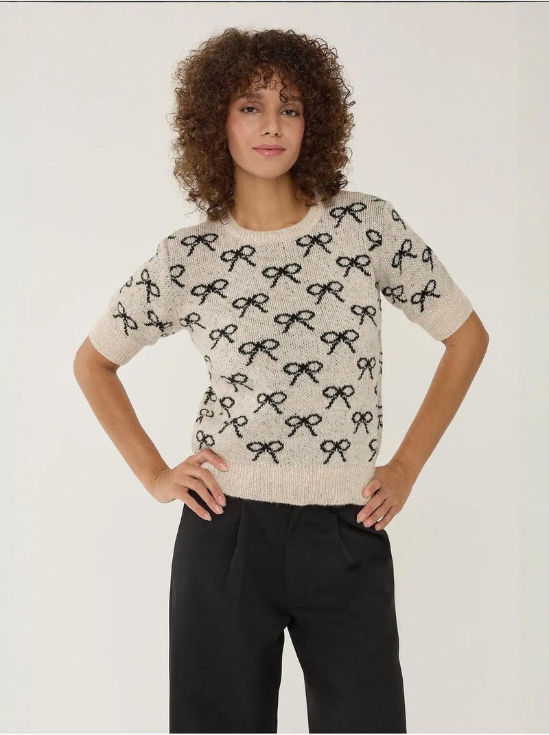 Pull à manches courtes à motif nœud Multicolore - Kiabi