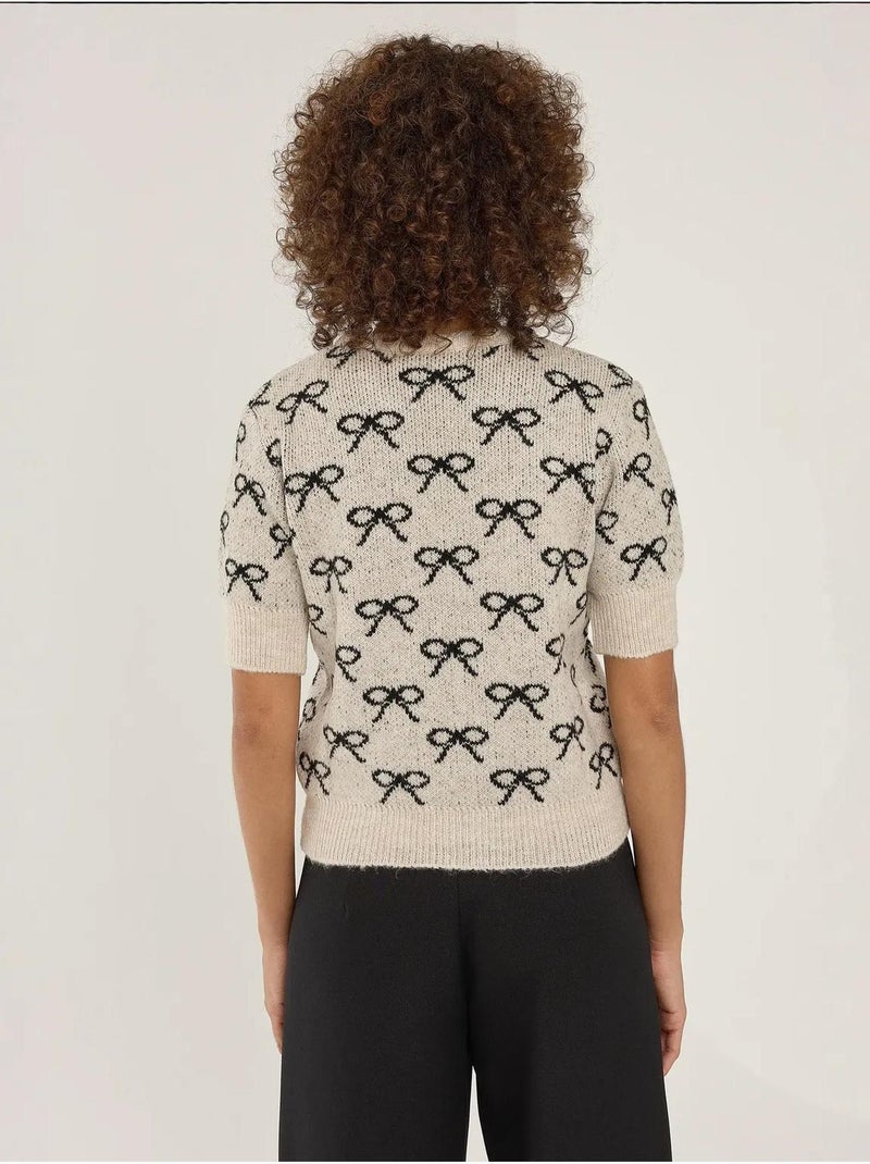 Pull à manches courtes à motif nœud Multicolore - Kiabi