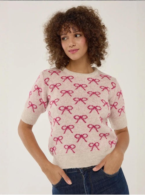 Pull à manches courtes à motif nœud - Kiabi