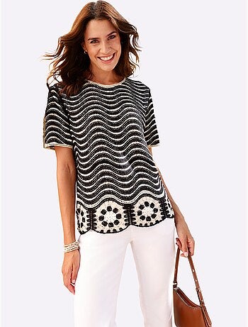 Pull à Manches Courtes Aspect Crochet - Taille Standard - Witt