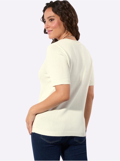 Pull à manches courtes avec col rond et motif tricoté en v - taille standard - witt - Kiabi Pull à manches courtes avec col rond et motif tricoté en v - taille standard - witt - Kiabi