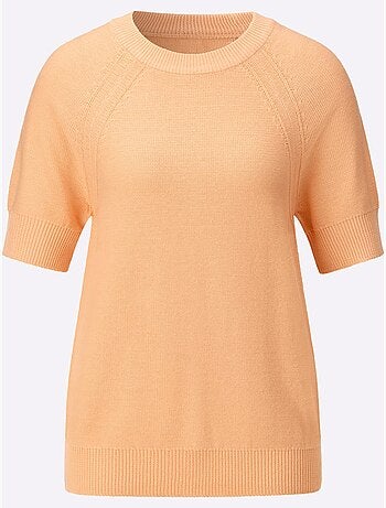 Pull à manches courtes avec encolure ronde et coutures accentuées - Taille standard - Witt