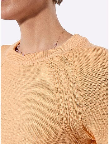 Pull à manches courtes avec encolure ronde et coutures accentuées - Taille standard - Witt