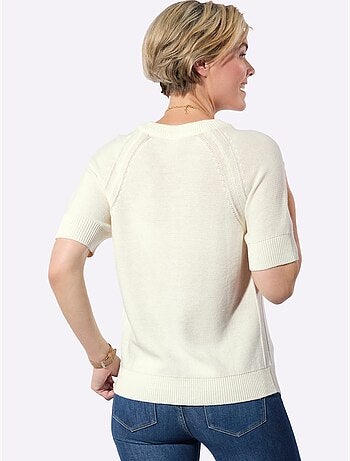 Pull à manches courtes avec encolure ronde et coutures accentuées - taille standard - witt