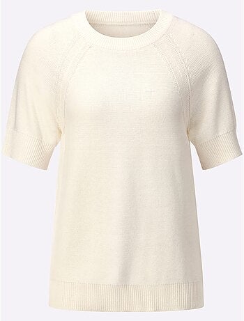 Pull à manches courtes avec encolure ronde et coutures accentuées - taille standard - witt