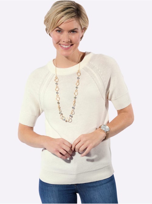 Pull à manches courtes avec encolure ronde et coutures raglan - Taille standard - Witt - Kiabi Pull à manches courtes avec encolure ronde et coutures raglan - Taille standard - Witt - Kiabi