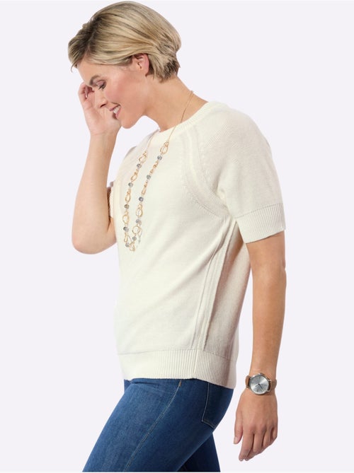 Pull à manches courtes avec encolure ronde et coutures raglan - Taille standard - Witt - Kiabi Pull à manches courtes avec encolure ronde et coutures raglan - Taille standard - Witt - Kiabi