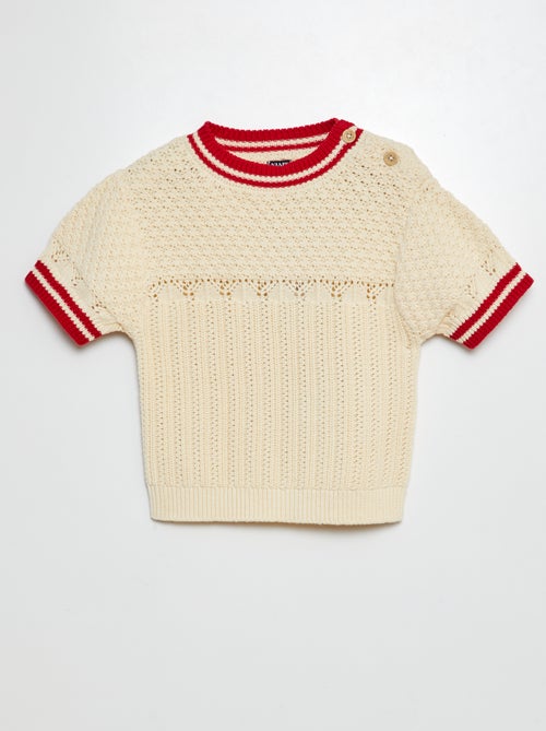 Pull à manches courtes avec maille ajourée - Kiabi