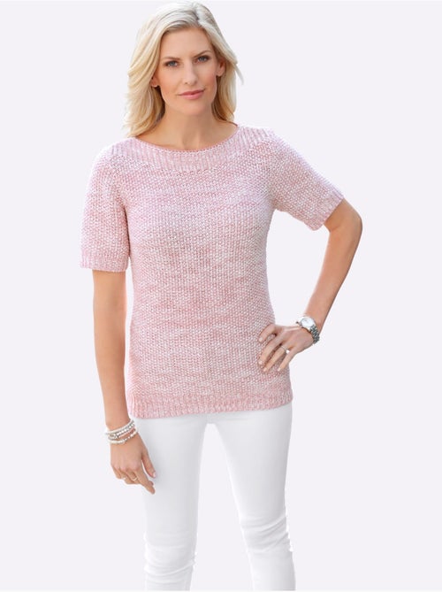 Pull à manches courtes avec motif tricoté et ourlet côtelé - Taille standard - Moda Vilona - Kiabi Pull à manches courtes avec motif tricoté et ourlet côtelé - Taille standard - Moda Vilona - Kiabi