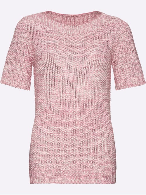 Pull à manches courtes avec motif tricoté et ourlet côtelé - Taille standard - Moda Vilona - Kiabi Pull à manches courtes avec motif tricoté et ourlet côtelé - Taille standard - Moda Vilona - Kiabi