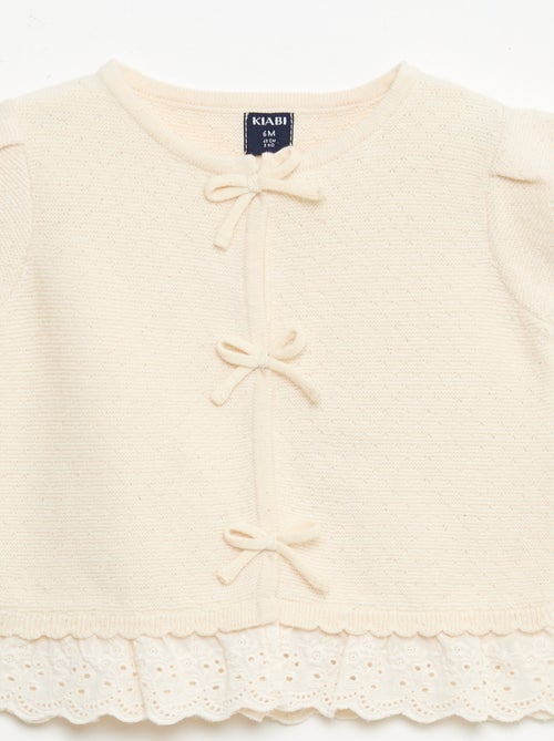 Pull à manches courtes avec nœuds fantaisies - Kiabi