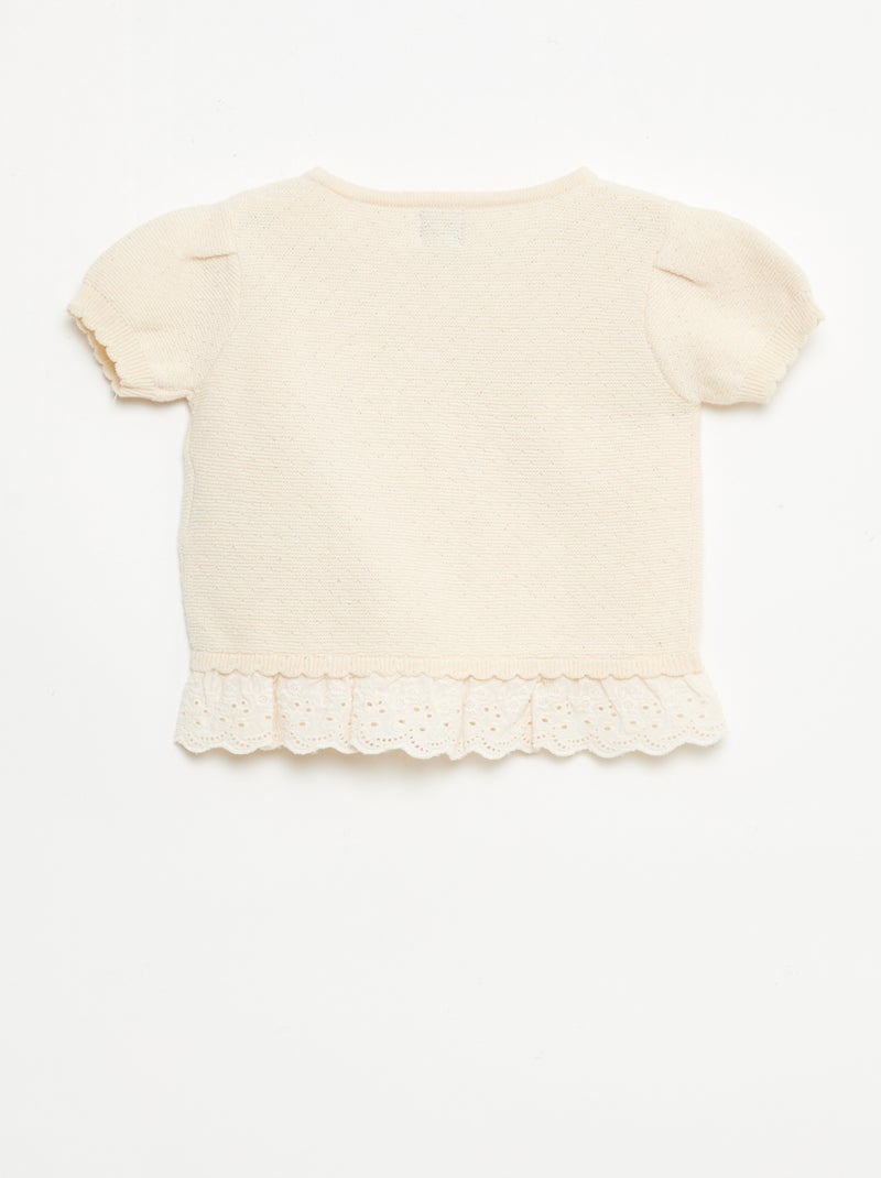 Pull à manches courtes avec nœuds fantaisies Beige - Kiabi