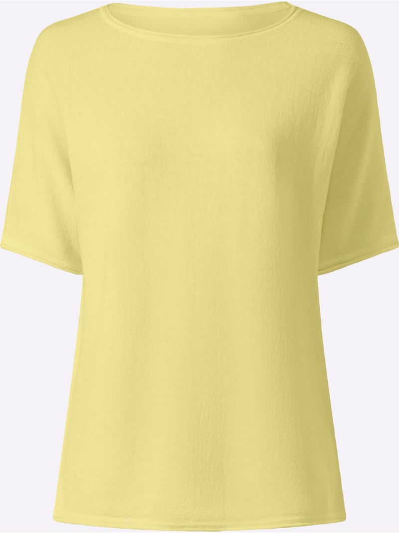 Pull à Manches Courtes Bords Roulés Aux Finitions - Taille Standard - Helline Vert pistache - Kiabi