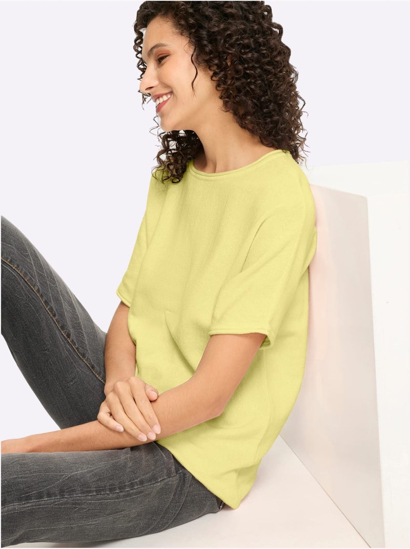 Pull à Manches Courtes Bords Roulés Aux Finitions - Taille Standard - Helline Vert pistache - Kiabi