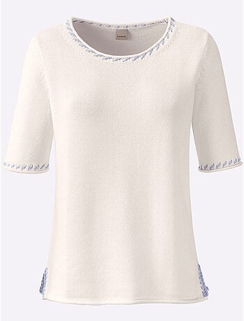 Pull à Manches Courtes Contrastes Mode - Taille Standard - Helline