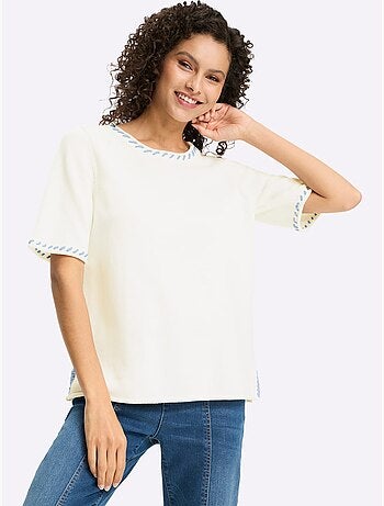 Pull à Manches Courtes Contrastes Mode - Taille Standard - Helline