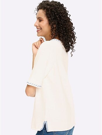 Pull à Manches Courtes Contrastes Mode - Taille Standard - Helline