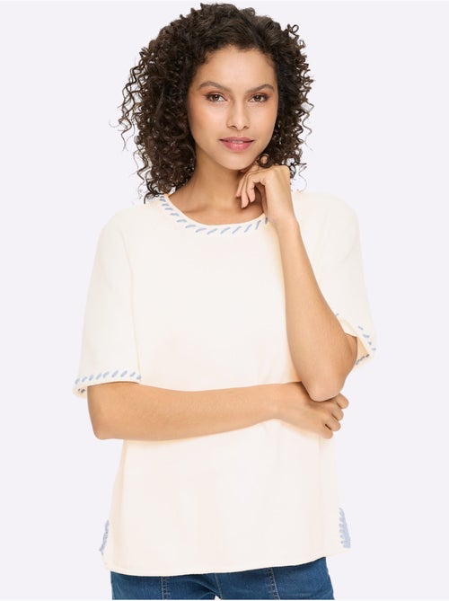 Pull à Manches Courtes Contrastes Mode - Taille Standard - helline - Kiabi